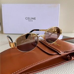 Celine Gold and Brown Sunglasses